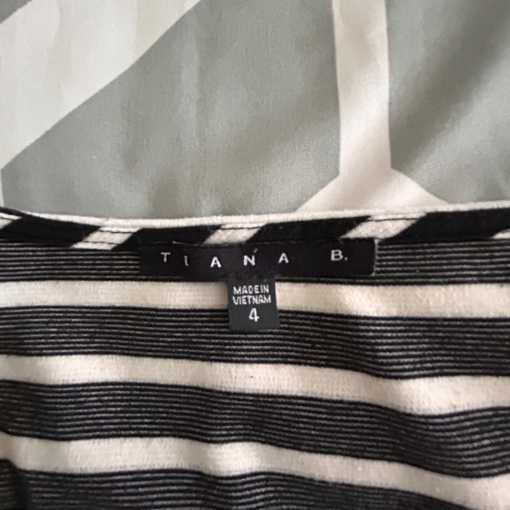 Tiana B. Black and White Striped Dress